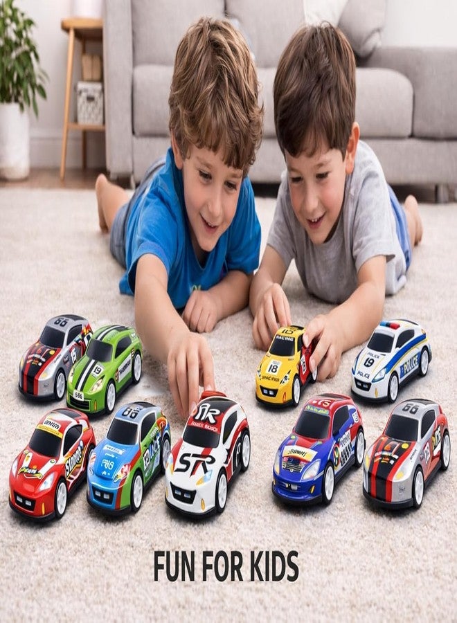 Brand Conquer Die-Cast Metal Pullback Toy Cars, Mini Sports Car & Police Cars | Durable Metal Body Cars with Pull Back Mechanism | Kids Toy Cars Gift Set | Size 2.5 * 3 * 6.5 cm (Set of 10) - Image 2