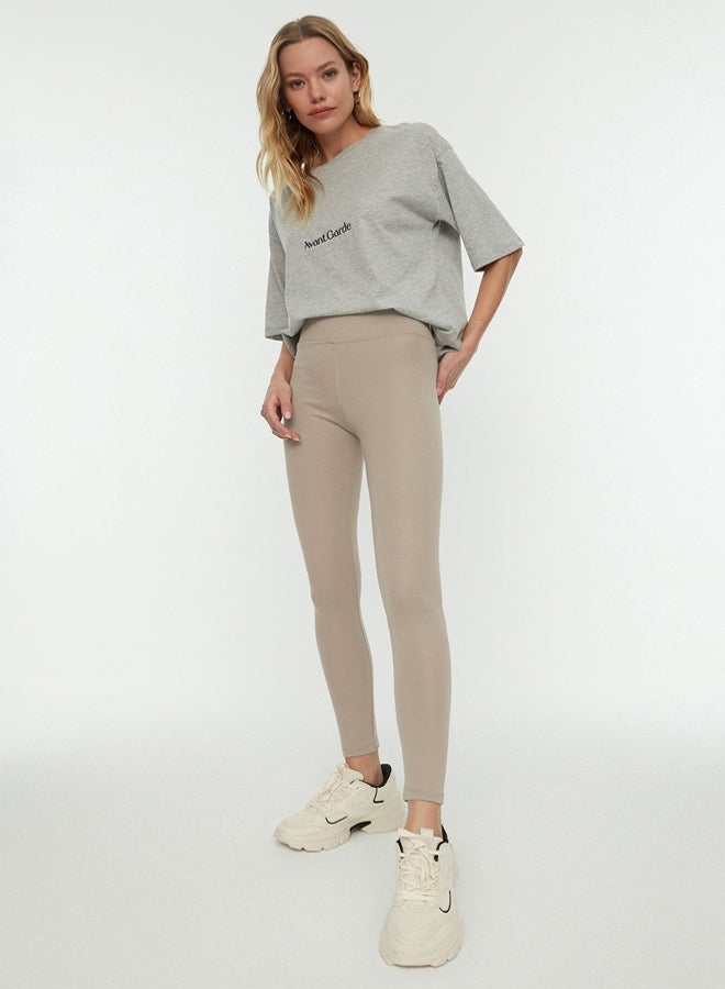 trendyol Stone Gathering Elastic Waist High Waist Knitted Tights  - Image 3