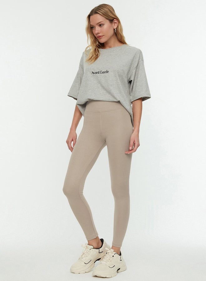 trendyol Stone Gathering Elastic Waist High Waist Knitted Tights  - Image 5