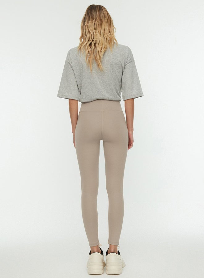 trendyol Stone Gathering Elastic Waist High Waist Knitted Tights  - Image 4