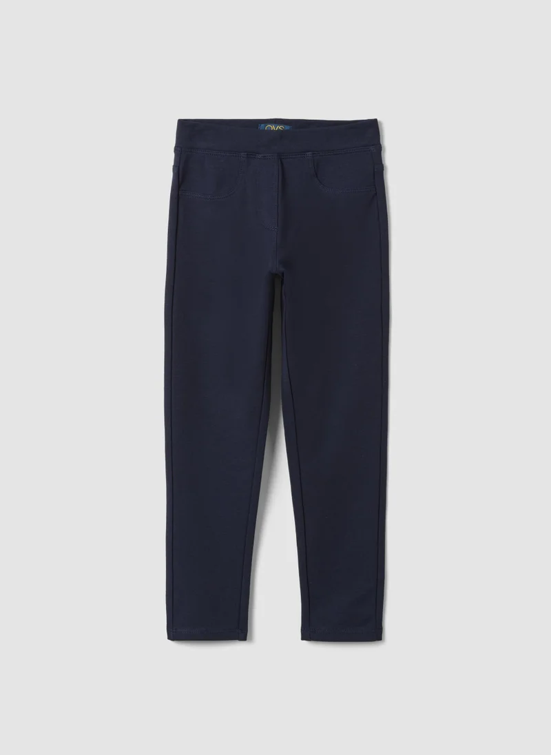 Ovs OVS Girls' Blue Slim-Fit Stretch Organic Cotton Treggings
