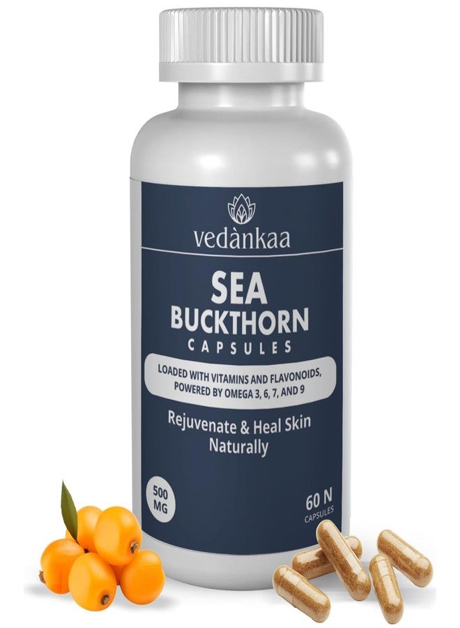 Vedànkaa Sea Buckthorn Capsules (Berry Powder Extract) - Loaded with Ultra High Potency Vitamin A,C,E,K, Omega-3,6,7,9 & Pure Antioxidants for Healthy Skin, Heart, Immunity - 60 Capsule, 500mg - Image 1