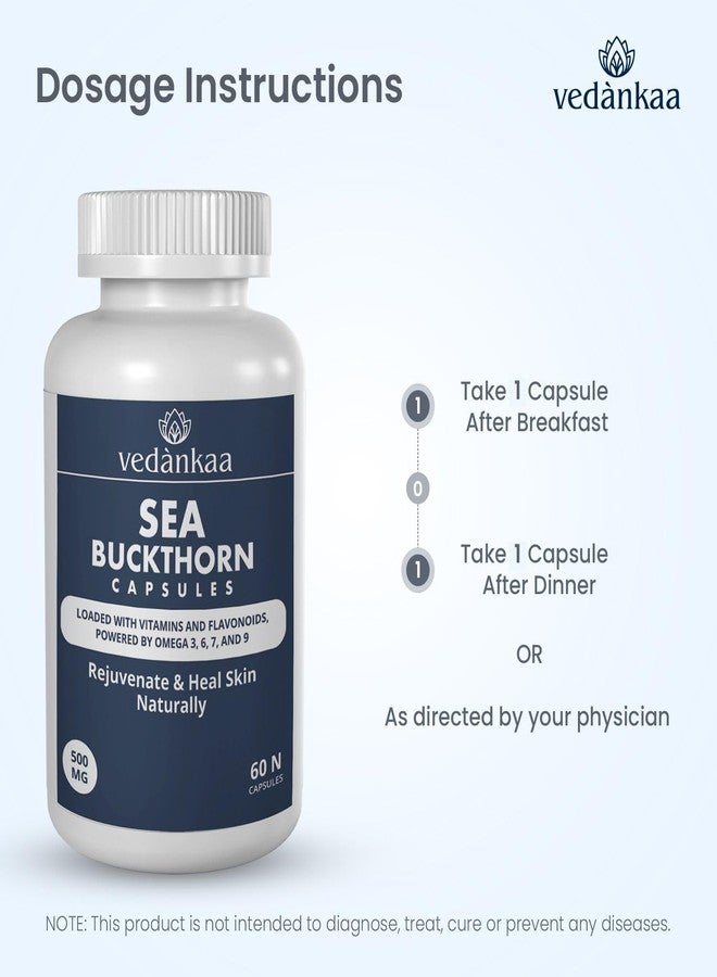 Vedànkaa Sea Buckthorn Capsules (Berry Powder Extract) - Loaded with Ultra High Potency Vitamin A,C,E,K, Omega-3,6,7,9 & Pure Antioxidants for Healthy Skin, Heart, Immunity - 60 Capsule, 500mg - Image 5