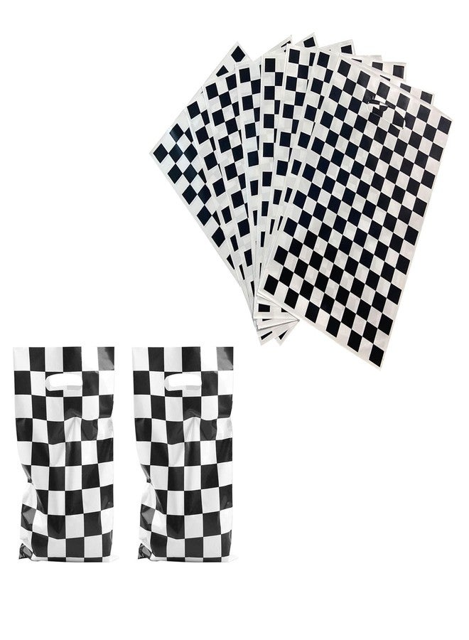 LYK 40 Pieces Black and White Treat Bags With 2 Styles Race Car Themed Candy Bags Car Goodie Bags for Kids Birthday Party Supplies - Image 1