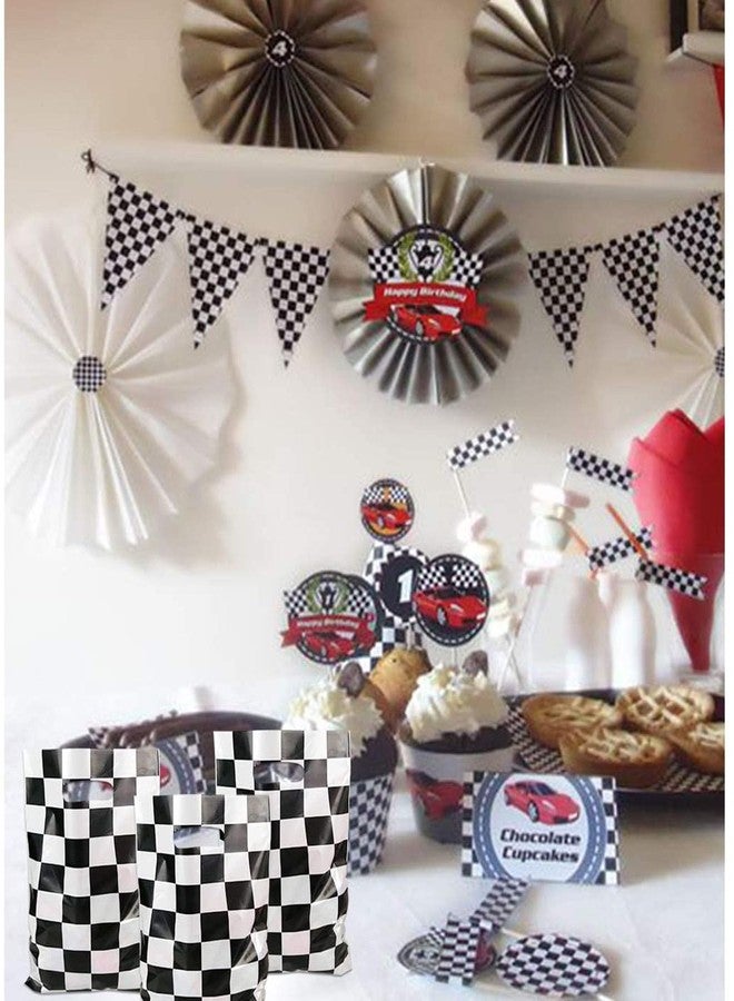 LYK 40 Pieces Black and White Treat Bags With 2 Styles Race Car Themed Candy Bags Car Goodie Bags for Kids Birthday Party Supplies - Image 5
