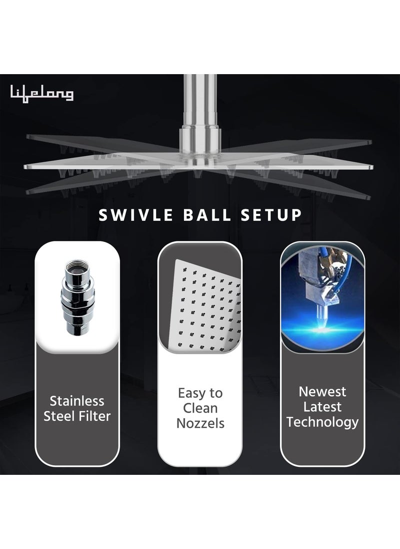 Lifelong Lifelong LLBAOS09, SS-304 Grade, 6x6 Over Head Shower Without Arm, Chrome Finish  - Image 4