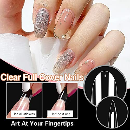 ELECTOMANIA 500pcs Fake Nails - 10 Sizes, Transparent & Acrylic False Nails with Case for Salons & DIY Nail Art (Long Oval) - Image 3