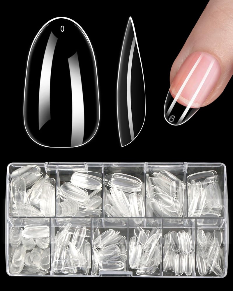ELECTOMANIA 500pcs Fake Nails - 10 Sizes, Transparent & Acrylic False Nails with Case for Salons & DIY Nail Art (Long Oval) - Image 1