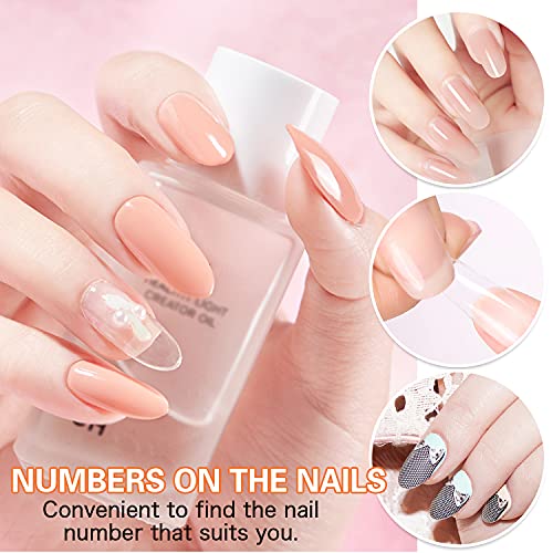 ELECTOMANIA 500pcs Fake Nails - 10 Sizes, Transparent & Acrylic False Nails with Case for Salons & DIY Nail Art (Long Oval) - Image 5