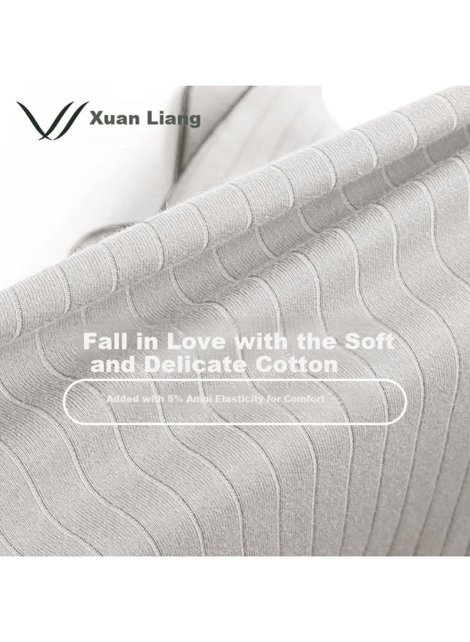 Xulen Men's Pajamas, Spring And Autumn Cotton Long-sleeve Loungewear, Thin Large-size Set, 72212 Light Gray, 3XL - Image 1