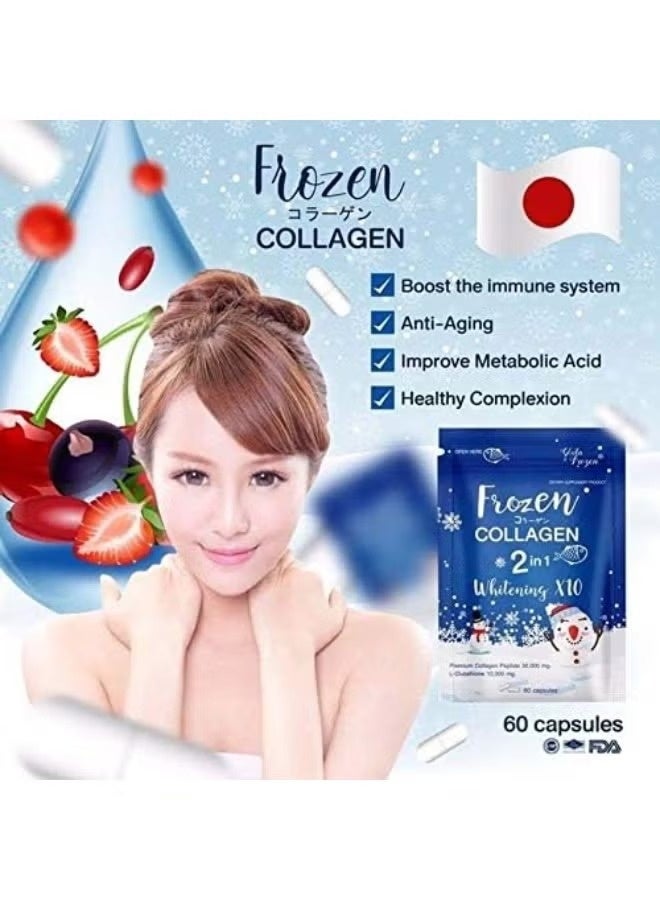 Frozen Collagen 2 in 1 Whitening X10 – Premium Collagen Peptide & Glutathione – 60 Capsules - Image 5
