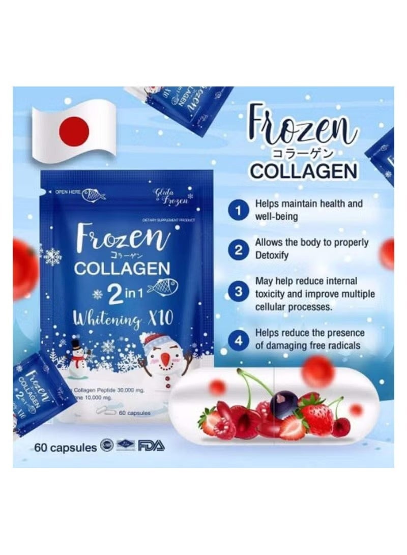 Frozen Collagen 2 in 1 Whitening X10 – Premium Collagen Peptide & Glutathione – 60 Capsules - Image 4