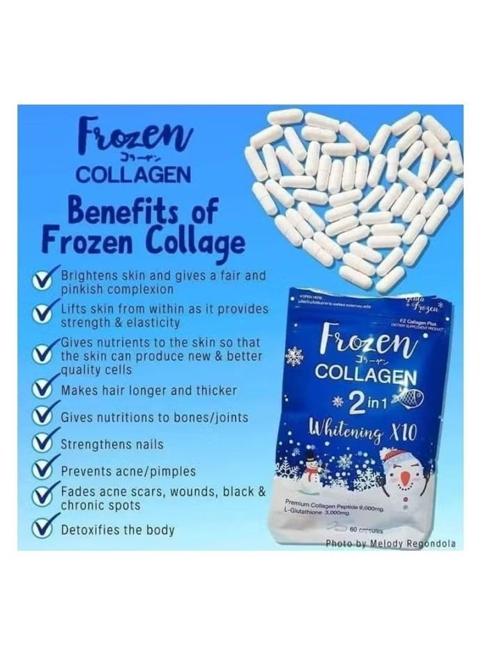 Frozen Collagen 2 in 1 Whitening X10 – Premium Collagen Peptide & Glutathione – 60 Capsules - Image 2