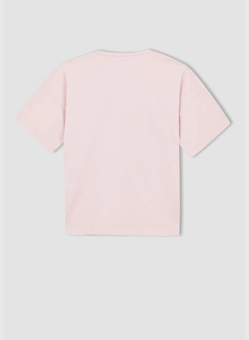 DeFacto Regular Fit Crew Neck Short Sleeve Peach Print T-Shirt