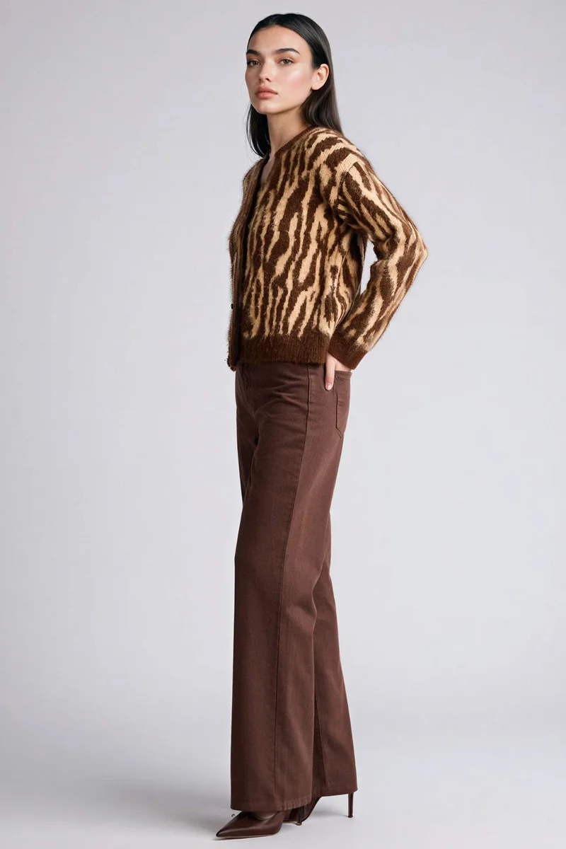 DeFacto Leopard Print Knit Cardigan