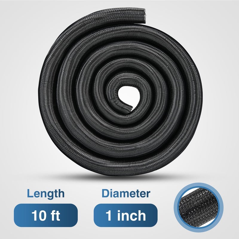 Nilight Cable Sleeve, 10ft-1inch Cable Management Sleeves, Braided Cable Sleeving, Split Self Wrapping Wire Loom for Computer Cable Electrical Wire Automotive Harness Protector Organizer, Black - Image 2