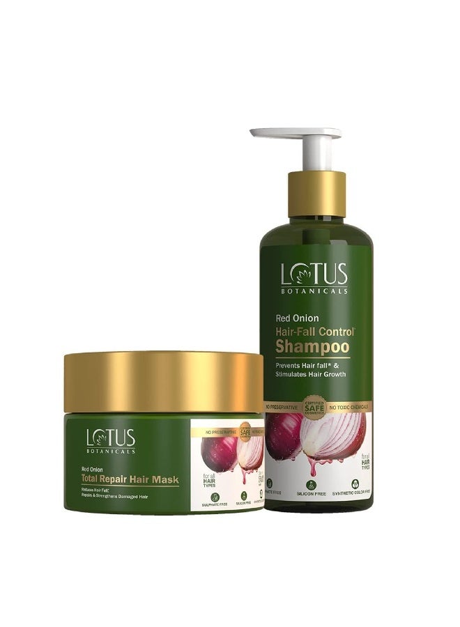 لوتس بوتنيكال قناع "لوتس بوتانيكالز" (Lotus Botanicals) للشعر بالبصل الأحمر للإصلاح الشامل (200 جم) + شامبو للتحكم في تساقط الشعر (300 مل) - Image 1