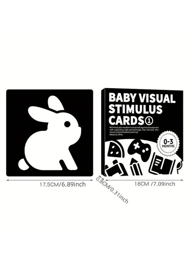 15 قطعة بطاقات معرفية مزدوجة الوجه بالأبيض والأسود لتحفيز البصر للأطفال - Image 1