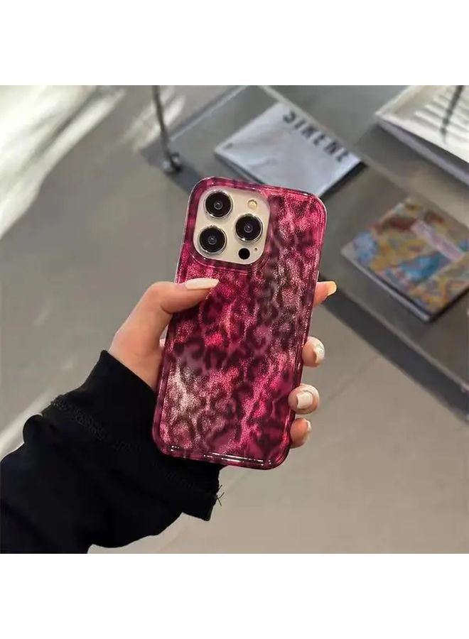 Pink Leopard Print Plush Case Compatible With iPhone 13 - Image 4