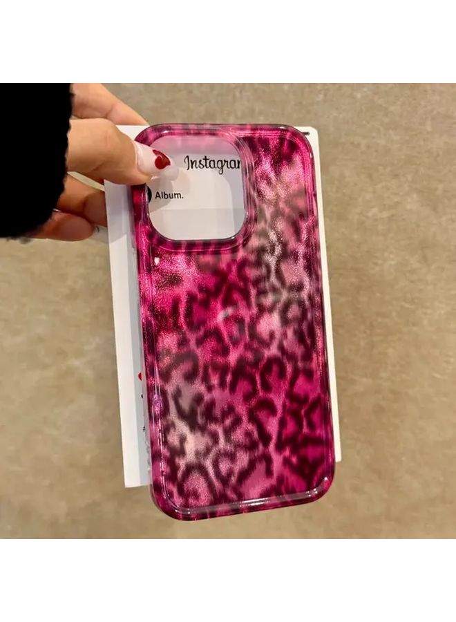 Pink Leopard Print Plush Case Compatible With iPhone 13 - Image 2