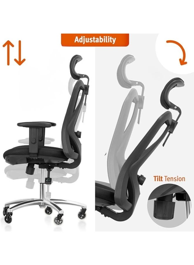 Ergonomic High-Back Mesh Office Chair with Adjustable Headrest and Lumbar Support - Image 5