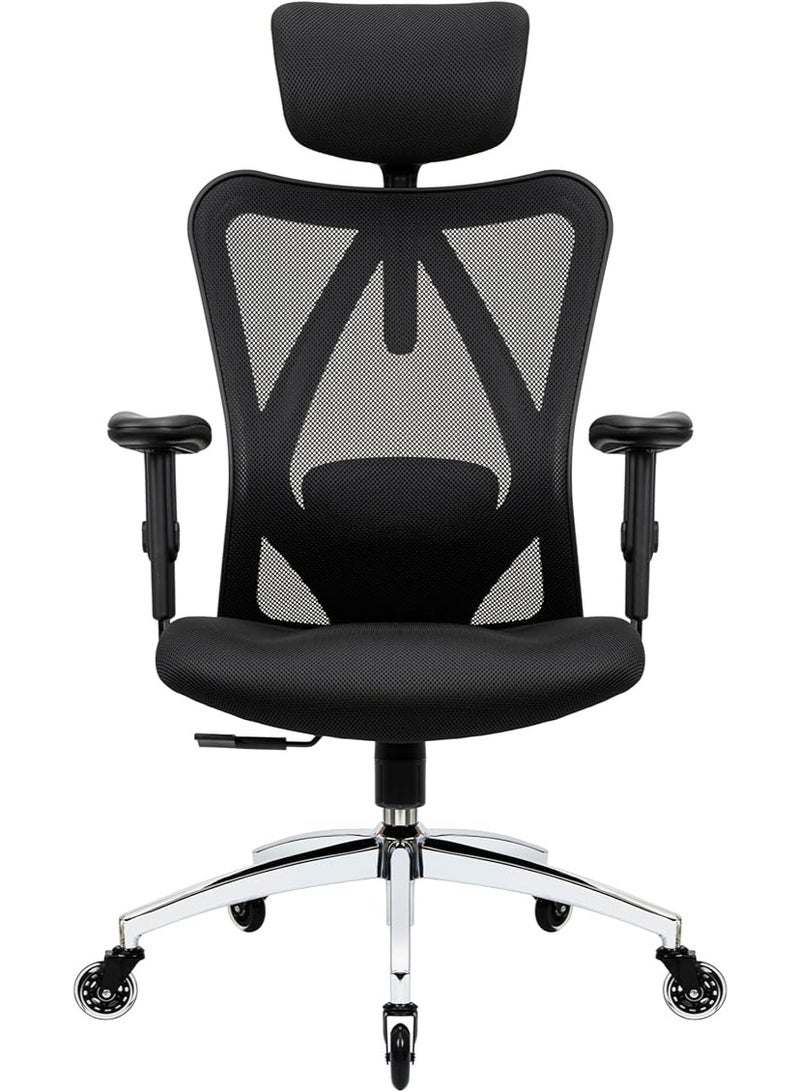 Ergonomic High-Back Mesh Office Chair with Adjustable Headrest and Lumbar Support - Image 1