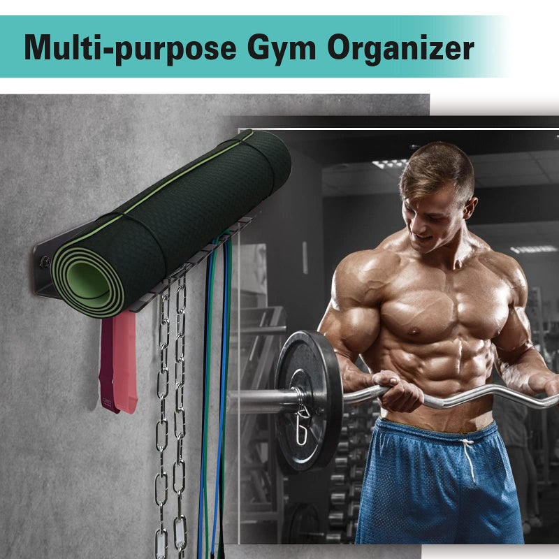 Alvade Storage Rack Storage Rack for Fitness Bands,Straps,Jump Ropes, Foam Rollers - Image 4