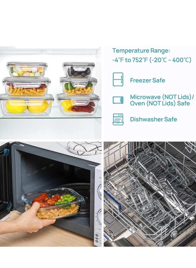Raxoom 8 Pack Glass Meal Prep Containers with Leak Proof Locking Lids, Airtight Food Storage Containers for Microwave, Oven, Freezer and Dishwasher, BPA Free, Grey - Image 4