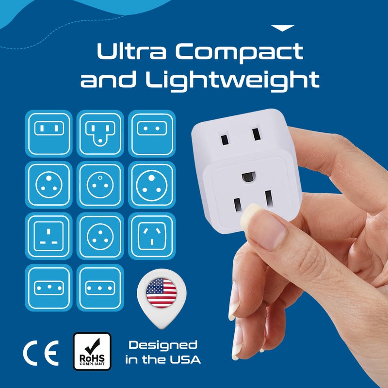 Ceptics World Travel Adapter Set - 2 in 1 USA to Europe, Asia, Africa, India, Japan, Australia, Brazil, China, Israel and more - 11 Pack - Safe Grounded - Works with Cell phones, Laptops, Chargers - Image 4