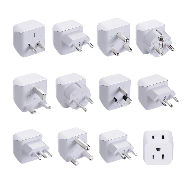 Ceptics World Travel Adapter Set - 2 in 1 USA to Europe, Asia, Africa, India, Japan, Australia, Brazil, China, Israel and more - 11 Pack - Safe Grounded - Works with Cell phones, Laptops, Chargers - Image 1