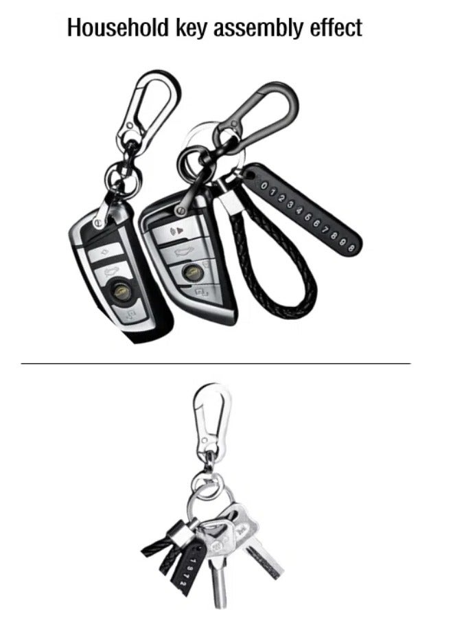 Generic Anti loss car keychain, telephone number plate woven rope lock key chain, car keychain accessories【Black&Red】  - Image 4