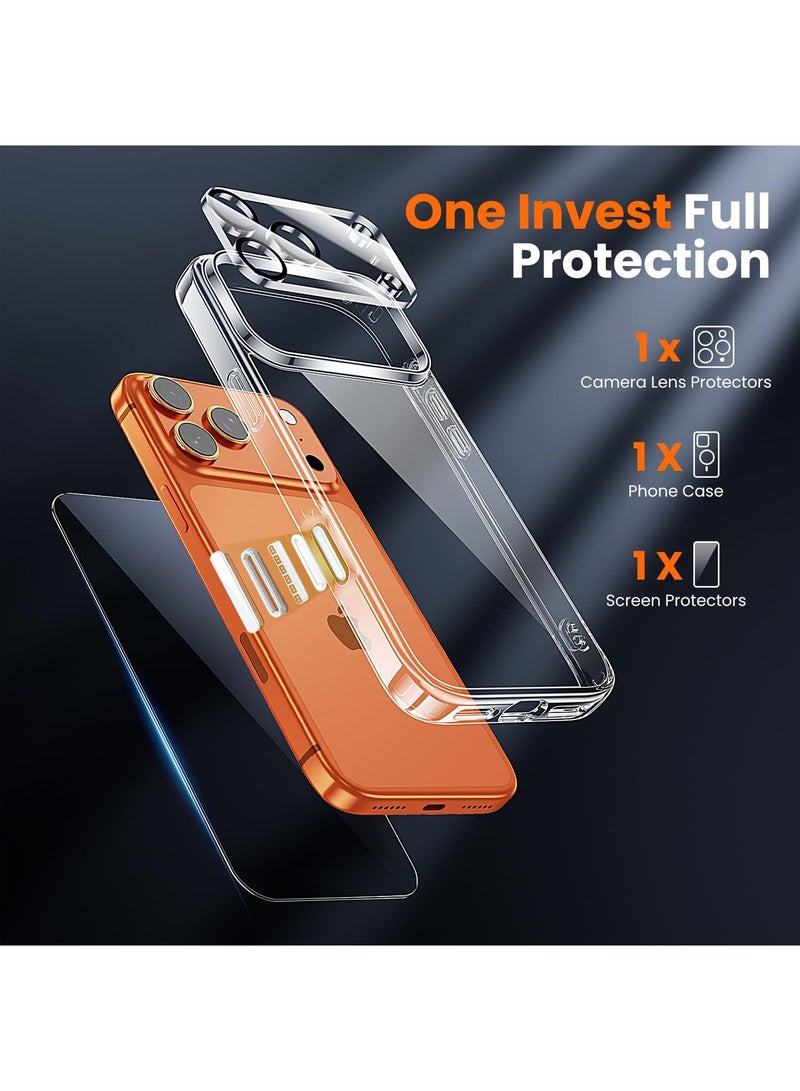 3 in 1 for iPhone 17 Pro Max Case Clear, with Screen Protector & Camera Lens Protector  ,Camera Control, Military-Grade Protection, Ultra Clear, Shockproof iPhone Cover, Slim Case Cover for 17 Pro Max 6.9-Inch - Clear - Image 4