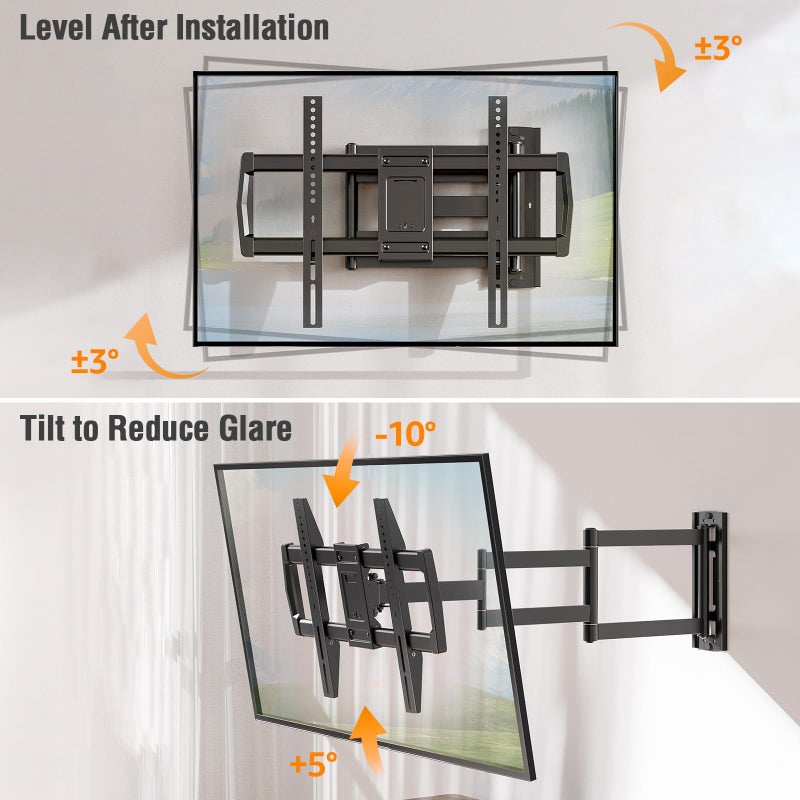 ELIVED Long Arm TV Wall Mount for Most 42-75 Inch TVs, 30 Inch Long Extension Corner TV Mount, Full Motion Wall Mount tv Bracket Swivel and Tilt, Holds up to 99 lbs. Max VESA 600x400mm, YD3037 - Image 5
