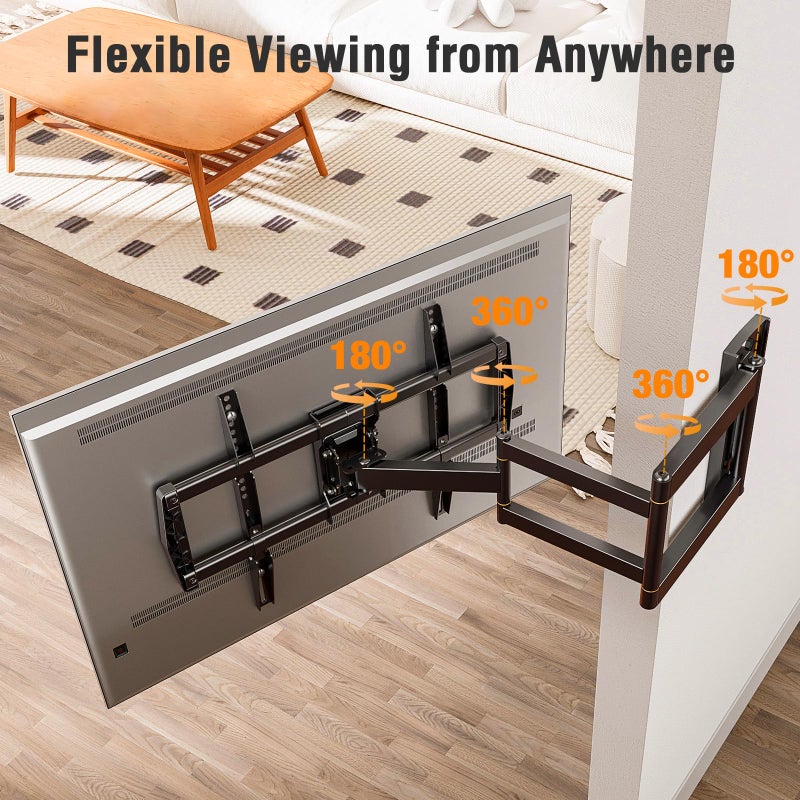 ELIVED Long Arm TV Wall Mount for Most 42-75 Inch TVs, 30 Inch Long Extension Corner TV Mount, Full Motion Wall Mount tv Bracket Swivel and Tilt, Holds up to 99 lbs. Max VESA 600x400mm, YD3037 - Image 2