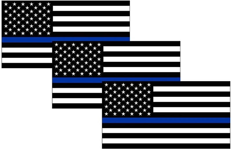 Rogue River Tactical Thin Blue Line Blue Lives Matter Flag Sticker Vinyl Decal for Car Truck Window Bumper Sticker Support of Police and Law Enforcement Officers ((3 Pack) 3x5) - Image 1