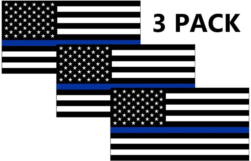 Rogue River Tactical Thin Blue Line Blue Lives Matter Flag Sticker Vinyl Decal for Car Truck Window Bumper Sticker Support of Police and Law Enforcement Officers ((3 Pack) 3x5) - Image 2