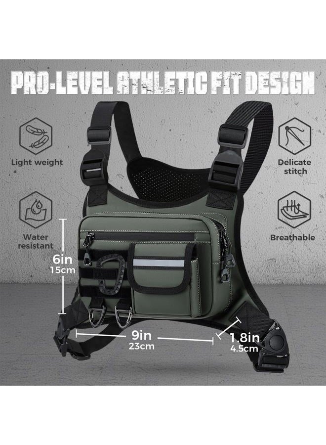 Muserise Outdoor Chest Bag For Men, EDC Chest Pack With Built-In Phone Holder, Lightweight Chest Rig Pouch - Image 2