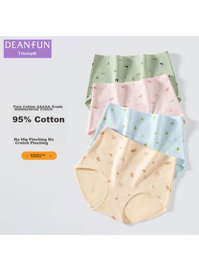 Deanfun Women's High Waist Tummy Control Cotton Panties With Lifting Cartoon Print Ladies' Triangle Shorts 4-pack Gift Box Size Xxl - Image 2