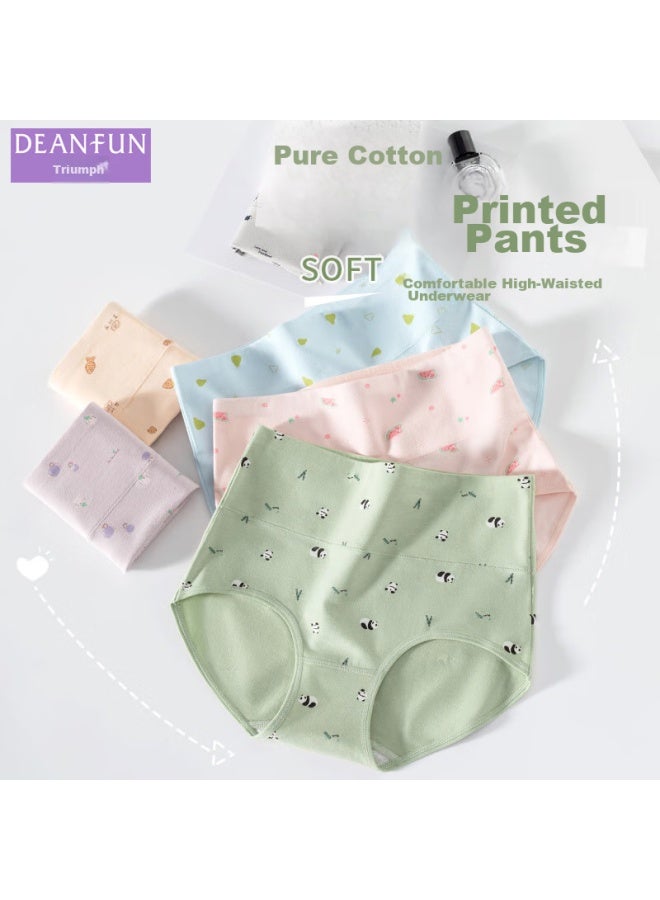 Deanfun Women's High Waist Tummy Control Cotton Panties With Lifting Cartoon Print Ladies' Triangle Shorts 4-pack Gift Box Size Xxl - Image 4