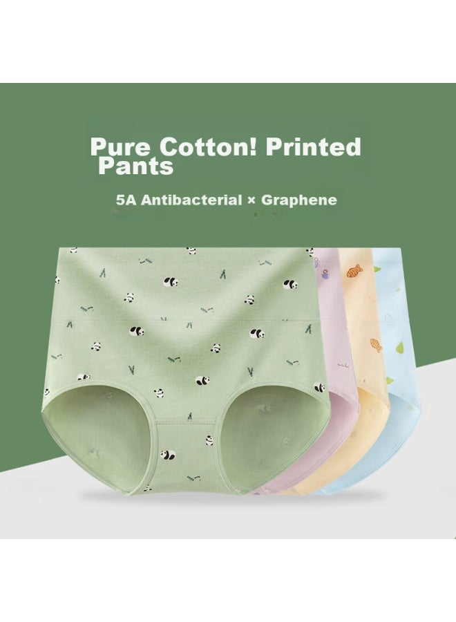 Deanfun Women's High Waist Tummy Control Cotton Panties With Lifting Cartoon Print Ladies' Triangle Shorts 4-pack Gift Box Size Xxl - Image 3