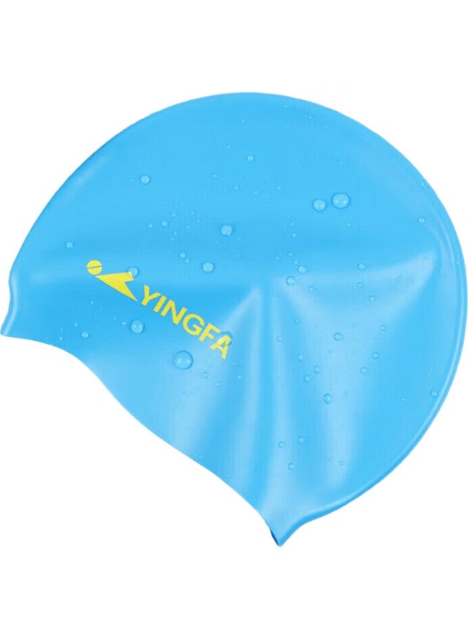YINGFA Children'S Silicone Swim Cap, For Boys And Girls, Long Hair Swimming Cap, Waterproof, Comfortable, Non-Binding, Light Blue - Image 3