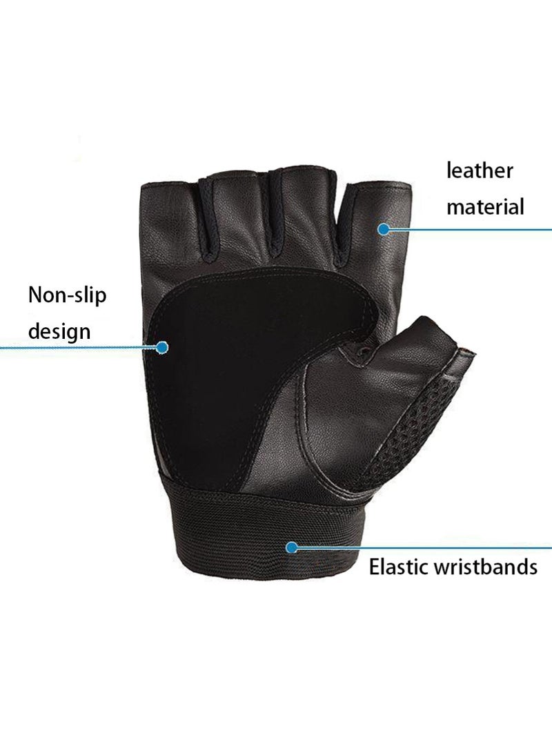 سبورت قفازات دراجة cycling نصف أصابع ذات قطعتين، تصميم عالي الجودة مضاد للانزلاق، بكبسة جلدية مع حماية بلاستيكية قوية ضد الصدمات، مناسبة لسباقات الدراجات النارية والرياضات الخارجية (M) - Image 3