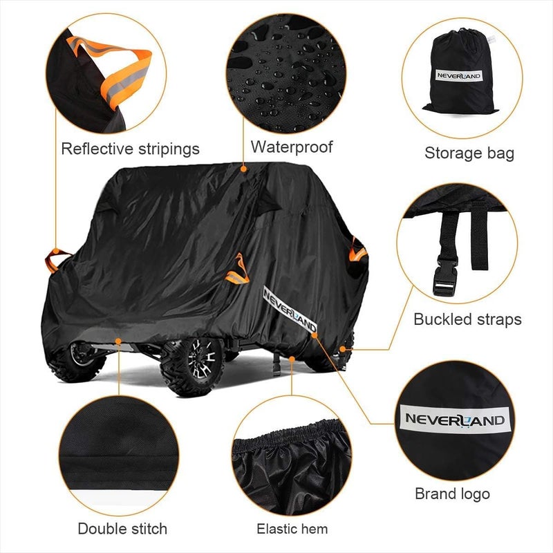 NEVERLAND UTV Cover Heavy Duty Ranger Cover Waterproof 4-6 Seater Side by Side Covers 4 Door All Weather Storage with Reflective Strip Compatible with Polaris RZR General Can-Am Yamaha SxS - Image 2
