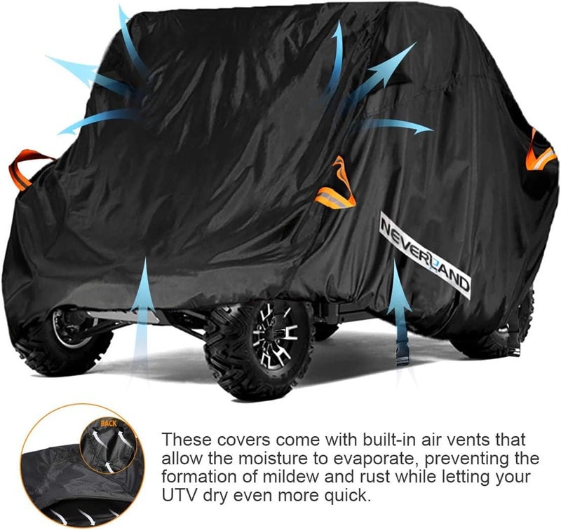 NEVERLAND UTV Cover Heavy Duty Ranger Cover Waterproof 4-6 Seater Side by Side Covers 4 Door All Weather Storage with Reflective Strip Compatible with Polaris RZR General Can-Am Yamaha SxS - Image 4