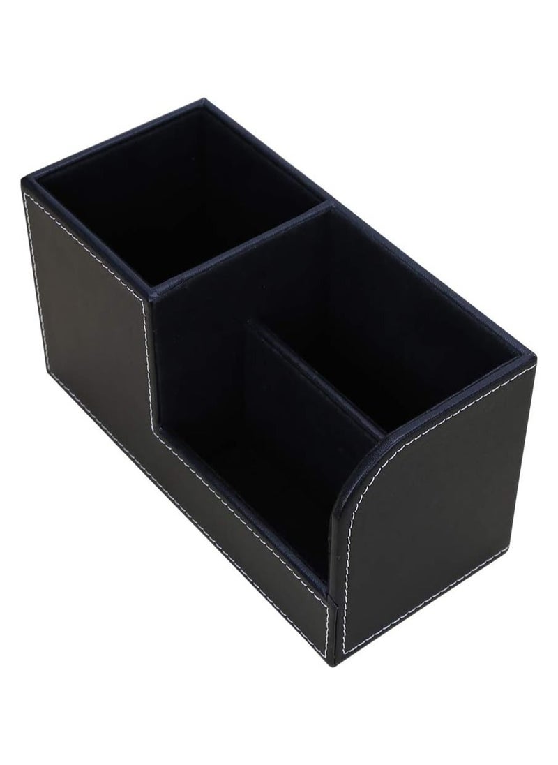 YelaJoy Leather Multi-Function Desk Stationery Organizer Storage Box Pen/Pencil, Cell Phone, Business Name Cards, desk organizers (Black)  - Image 5