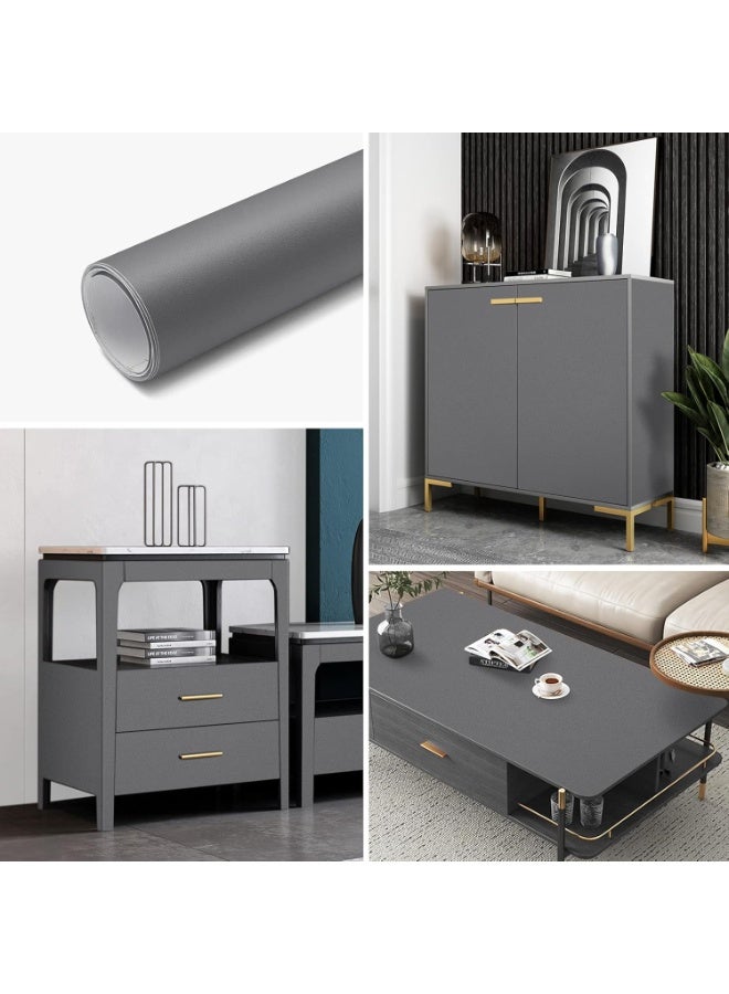 Bluejw 40X300cm  Deep Grey Wallpaper Peel and Stick Wallpaper for Bedroom Bathroom Walls Kitchen Cabinets Waterproof Self Adhesive Matte Gray Contact Paper for Desk Classroom Shelves Grey Vinyl Wrap - Image 5