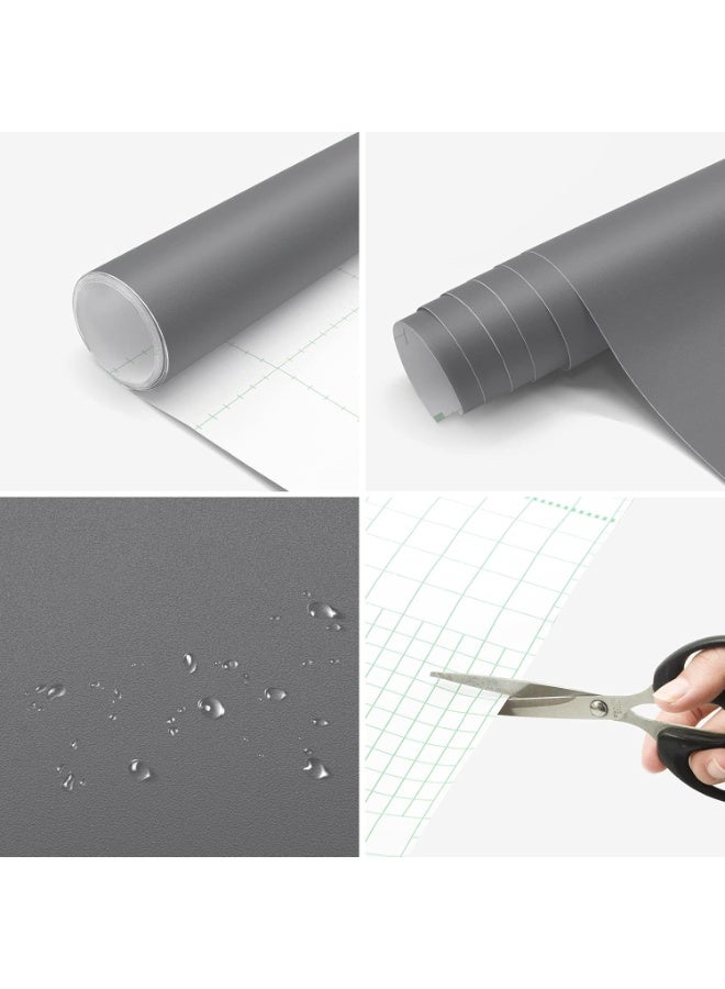 Bluejw 40X300cm  Deep Grey Wallpaper Peel and Stick Wallpaper for Bedroom Bathroom Walls Kitchen Cabinets Waterproof Self Adhesive Matte Gray Contact Paper for Desk Classroom Shelves Grey Vinyl Wrap - Image 2