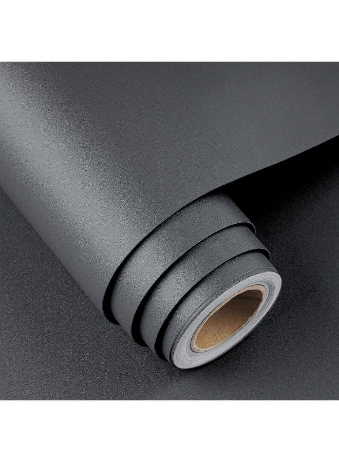 Bluejw 40X300cm  Deep Grey Wallpaper Peel and Stick Wallpaper for Bedroom Bathroom Walls Kitchen Cabinets Waterproof Self Adhesive Matte Gray Contact Paper for Desk Classroom Shelves Grey Vinyl Wrap - Image 1