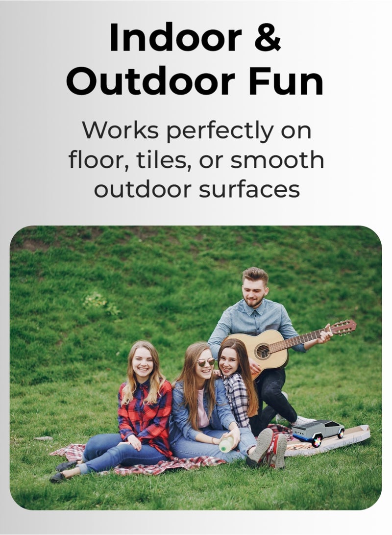 Charome Cybertruck Solar Speaker (Silver) 10W Power, LED Light, FM, AUX, TF Card, Solar Charging - Image 5