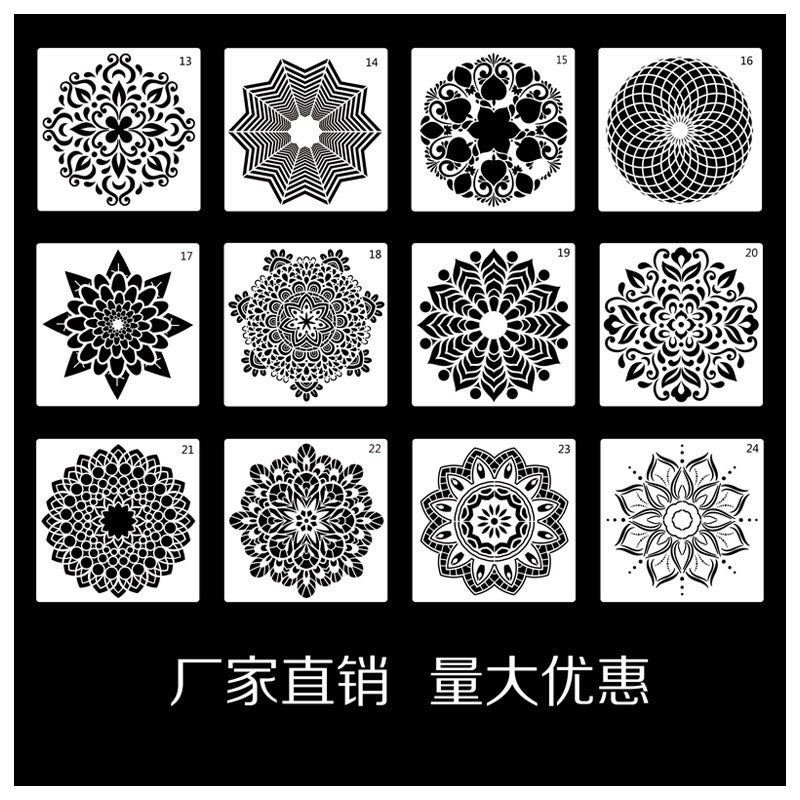 Mandala Painting Template Mandala Pet Hollow Template Wall Stone Diy Decorative Spray Paint - Image 1